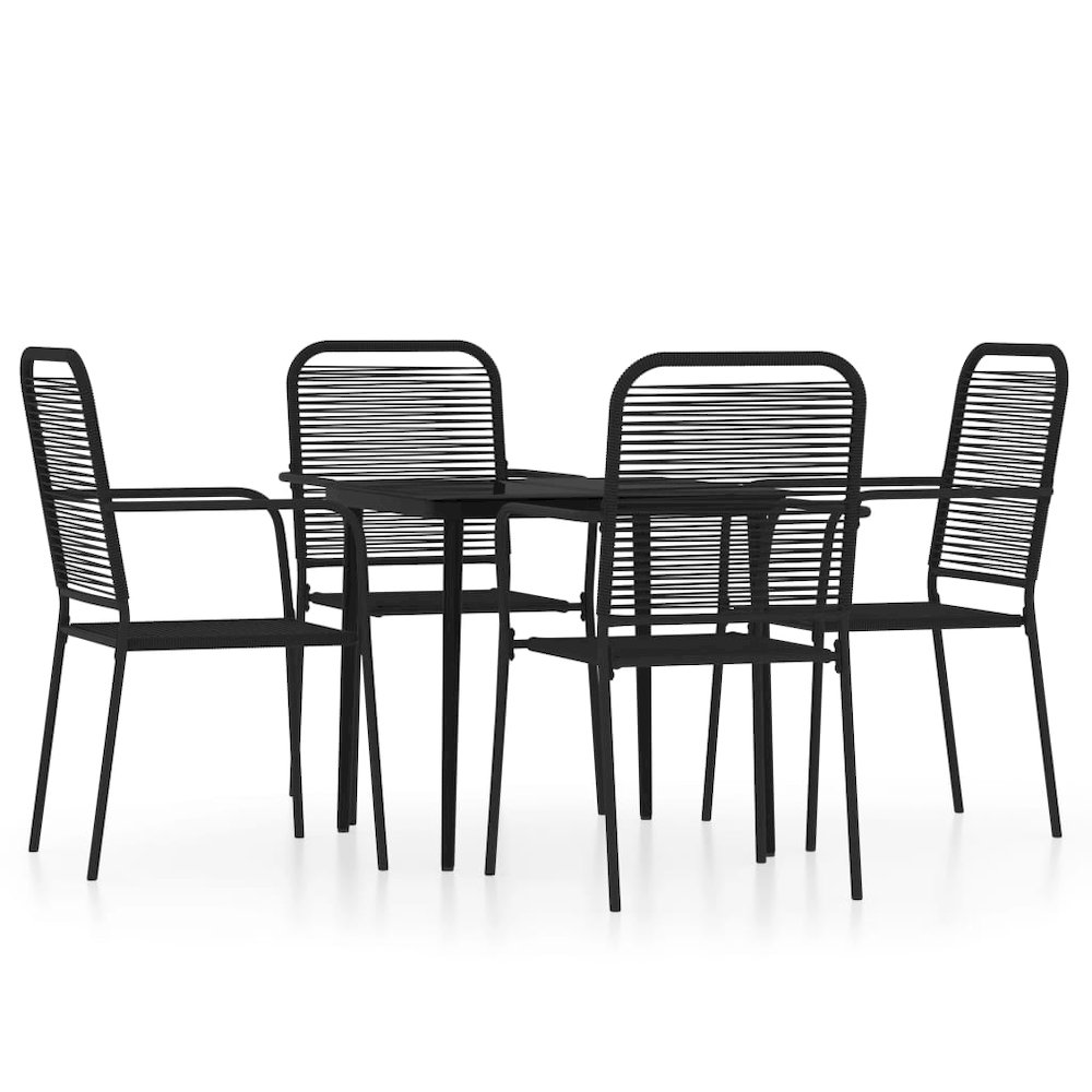 vidaXL 5 Piece Patio Dining Set Black, 3099144. Picture 2