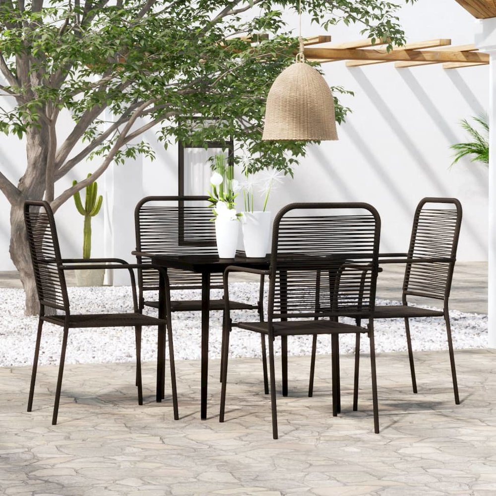 vidaXL 5 Piece Patio Dining Set Black, 3099144. Picture 1