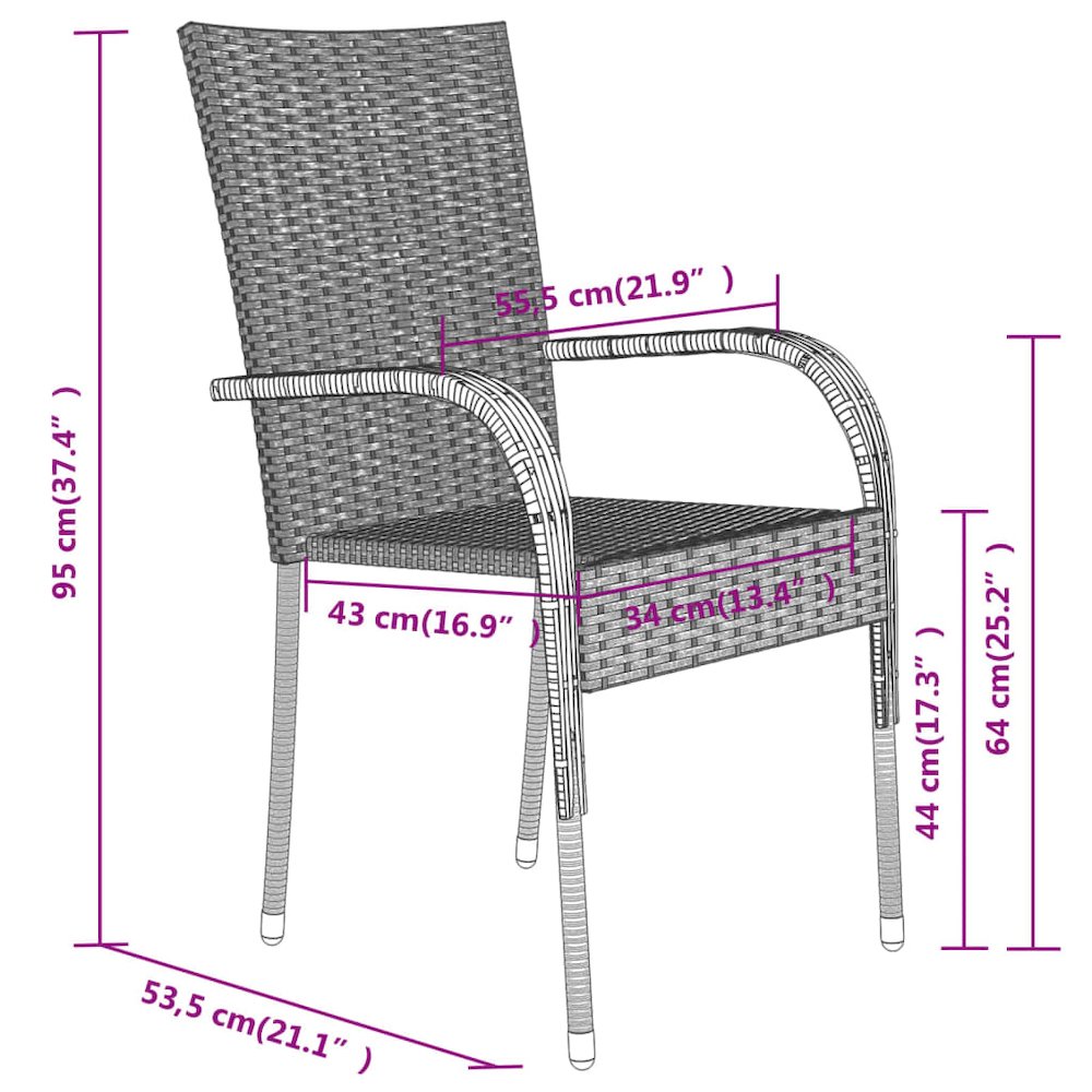 vidaXL 3 Piece Patio Dining Set Black, 3099377. Picture 7