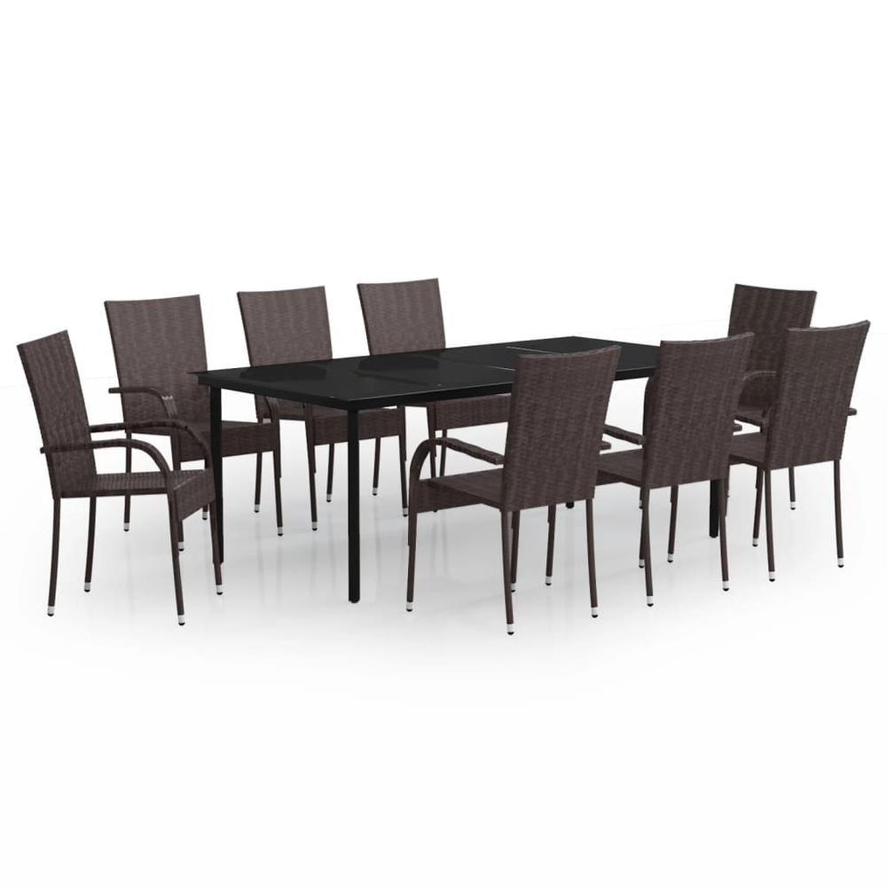 9 Piece Patio Dining Set Brown and Black. Picture 1