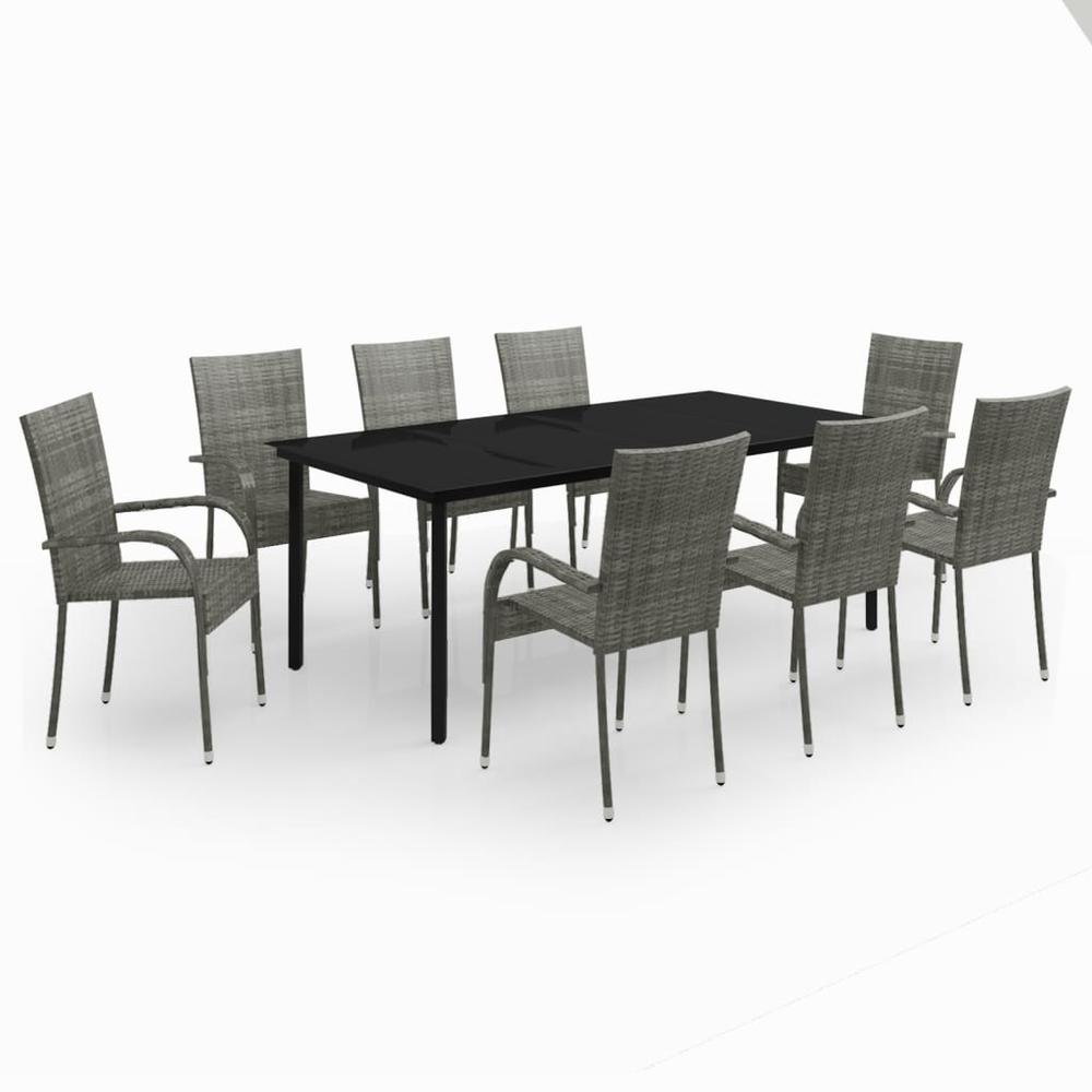 9 Piece Patio Dining Set Gray and Black. Picture 1