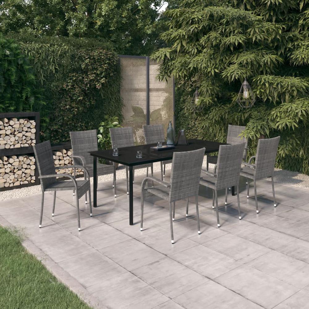 9 Piece Patio Dining Set Gray and Black. Picture 9
