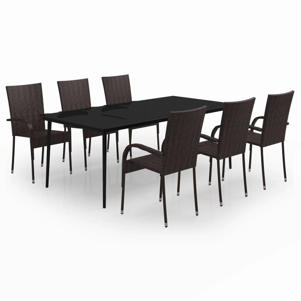 7 Piece Patio Dining Set Brown and Black. Picture 1