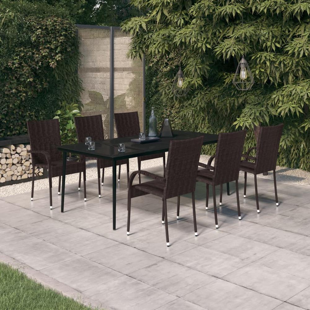 7 Piece Patio Dining Set Brown and Black. Picture 9