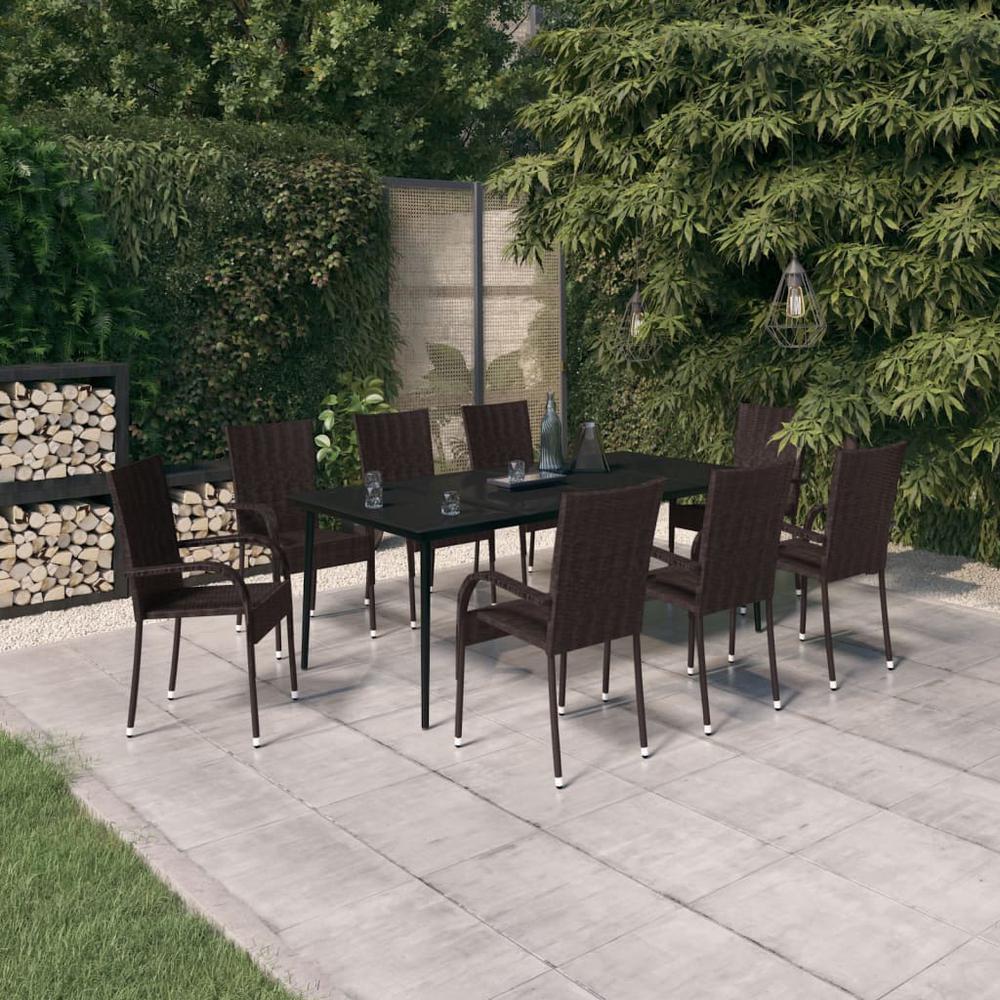 9 Piece Patio Dining Set Brown and Black. Picture 9