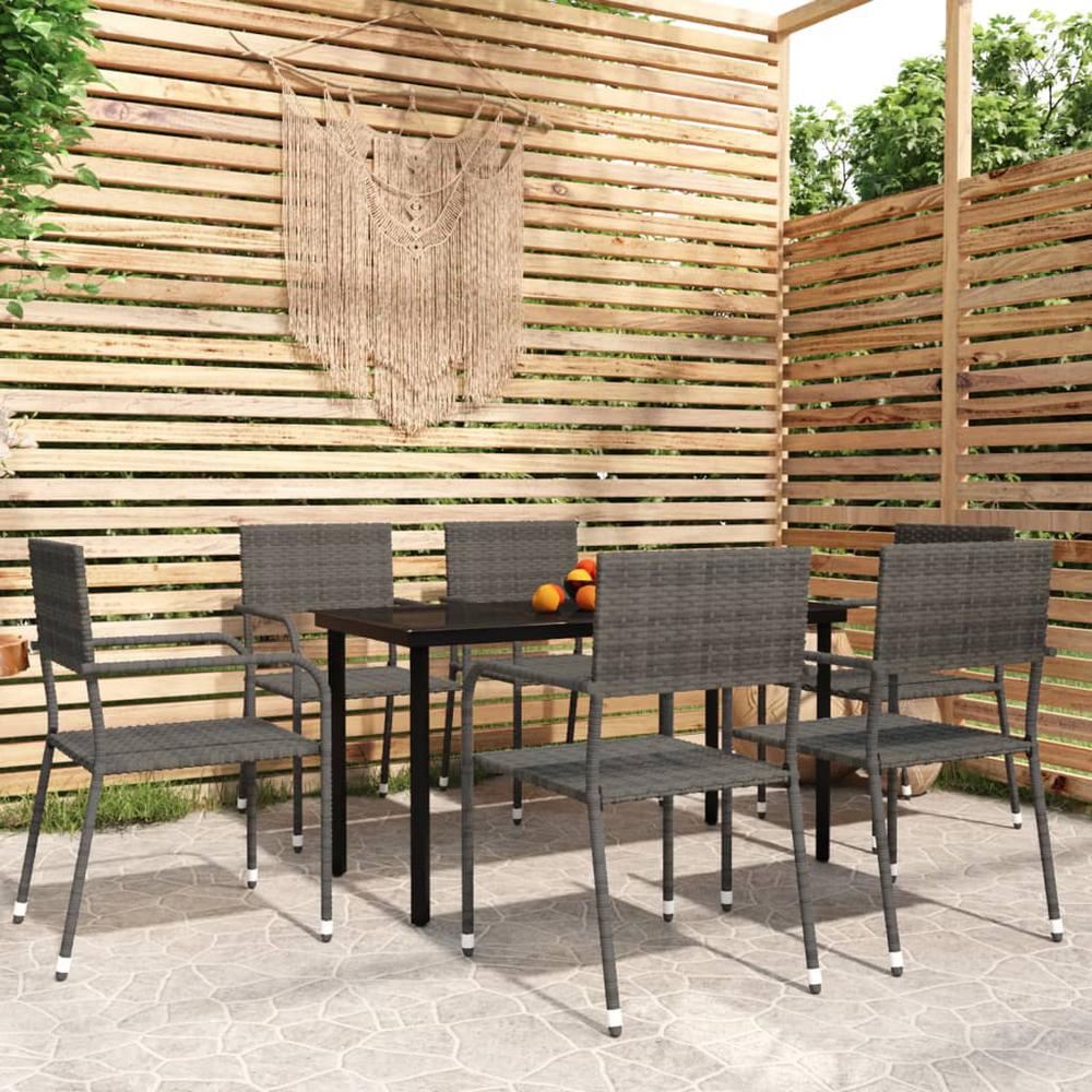 7 Piece Patio Dining Set Gray. Picture 8