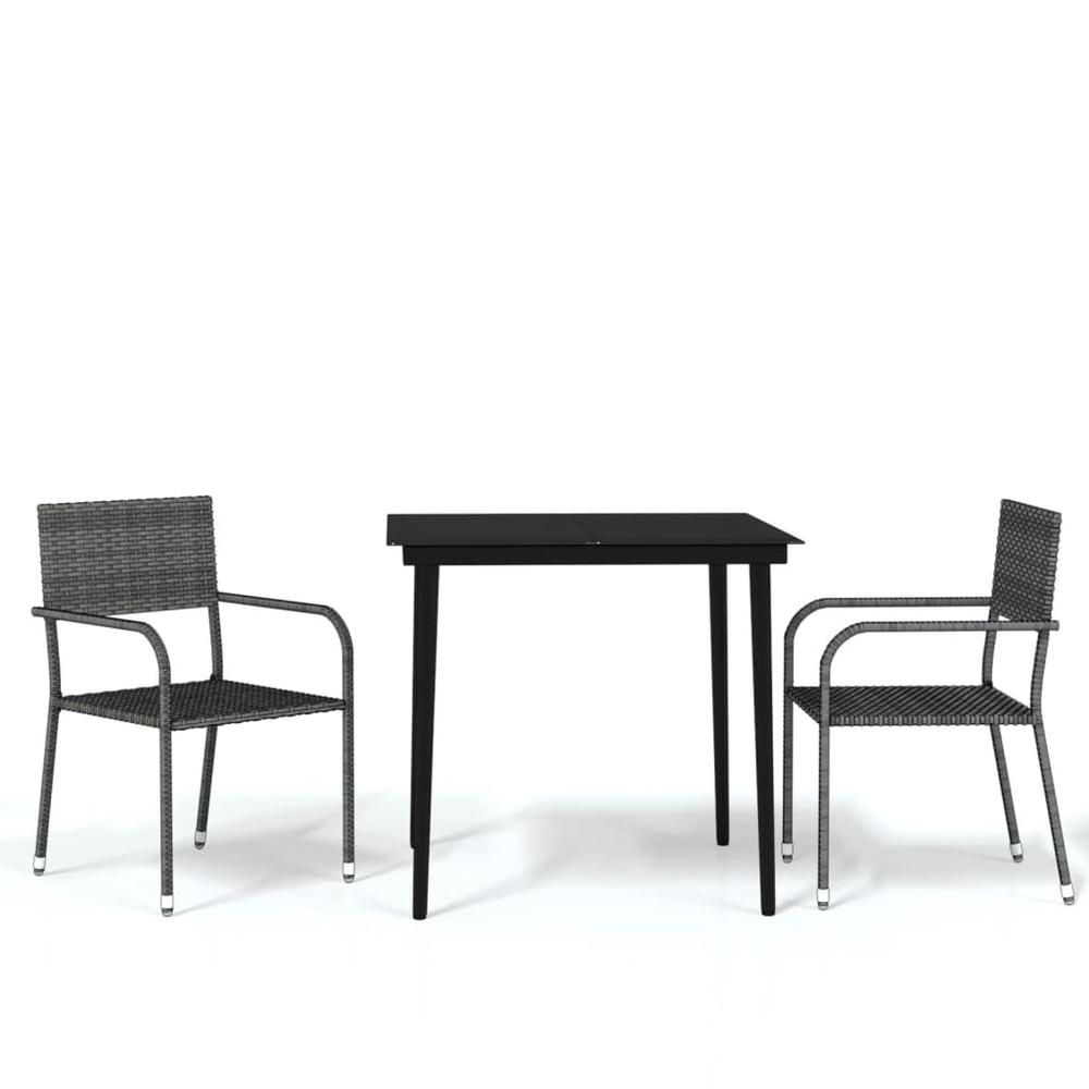 3 Piece Patio Dining Set Gray. Picture 1