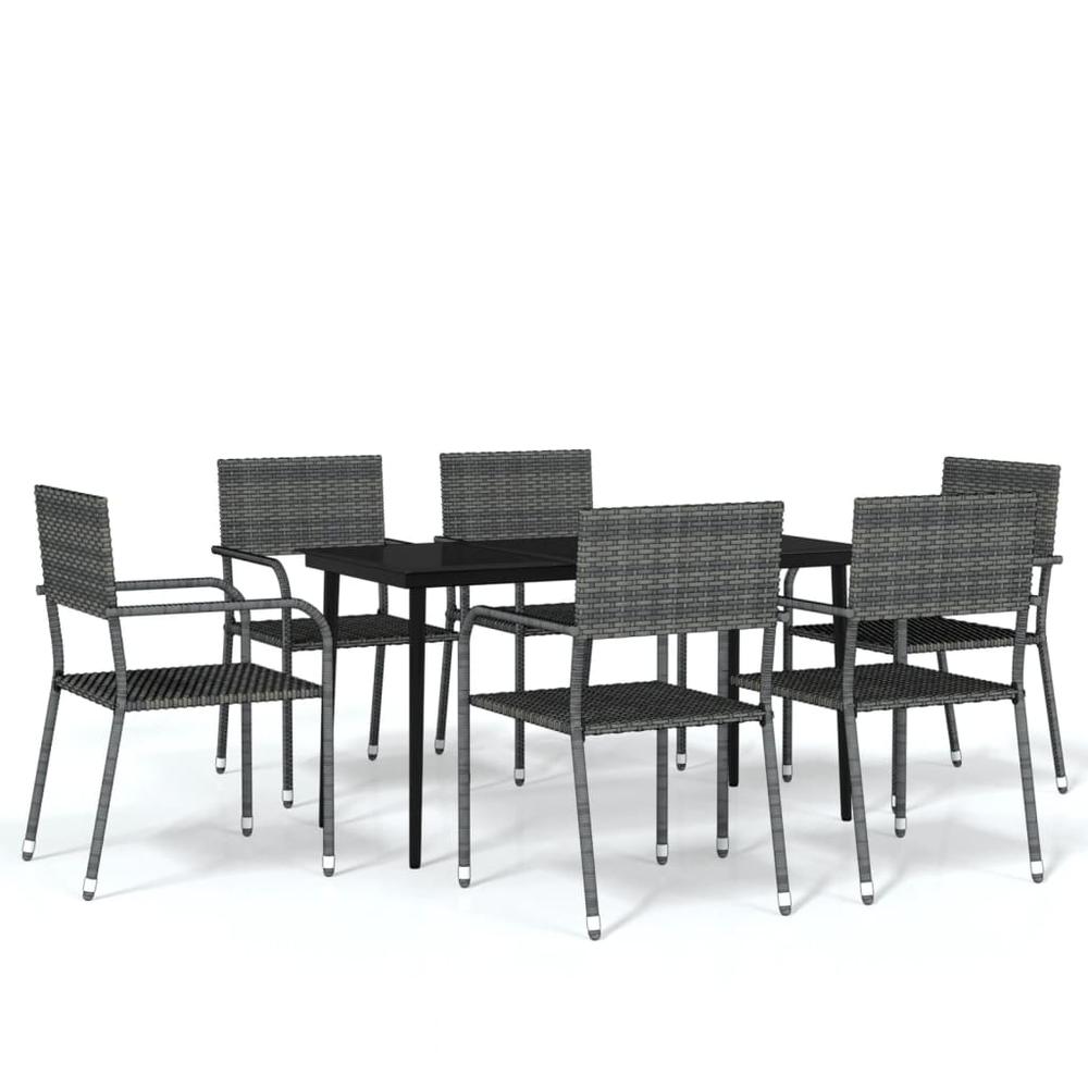 7 Piece Patio Dining Set Gray. Picture 1