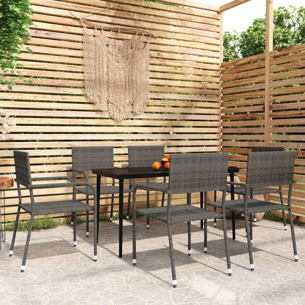 7 Piece Patio Dining Set Gray. Picture 8
