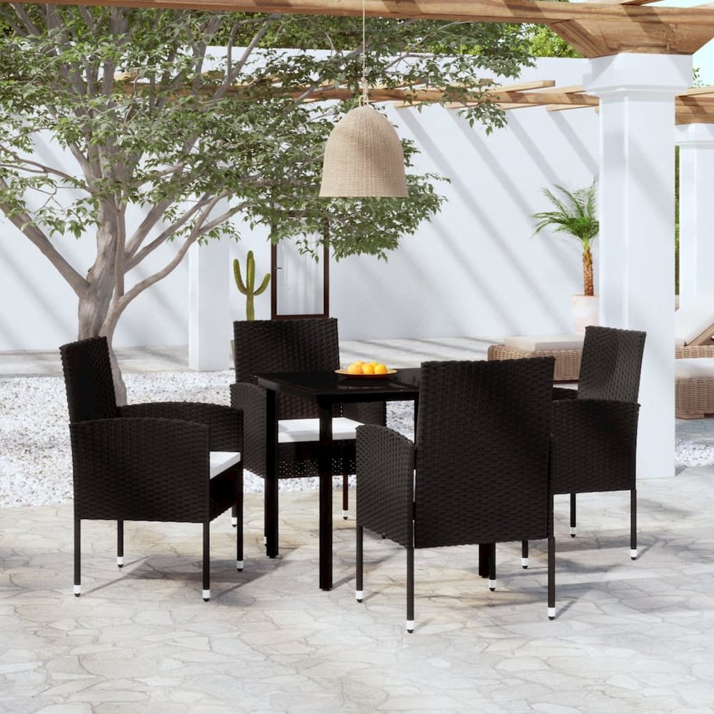 5 Piece Patio Dining Set Black. Picture 1