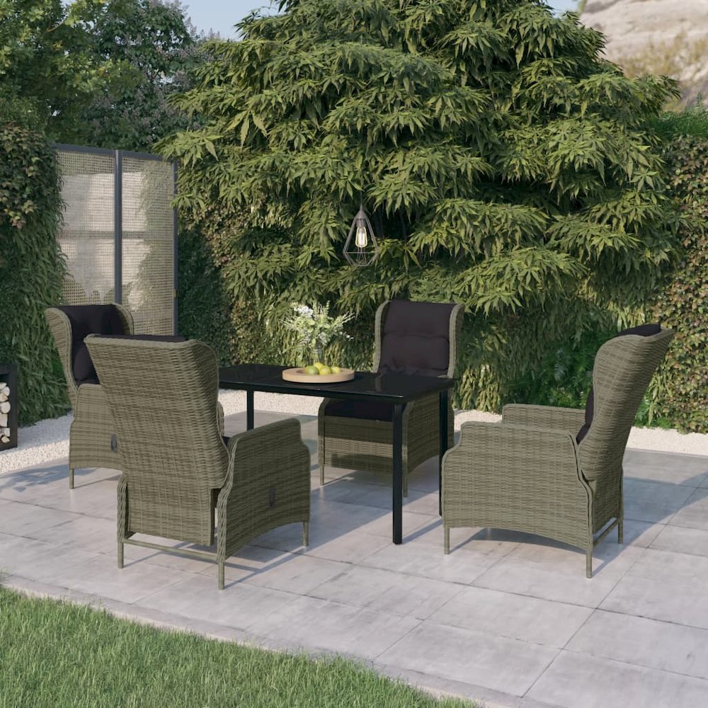 vidaXL 5 Piece Patio Dining Set Brown, 3099651. Picture 1