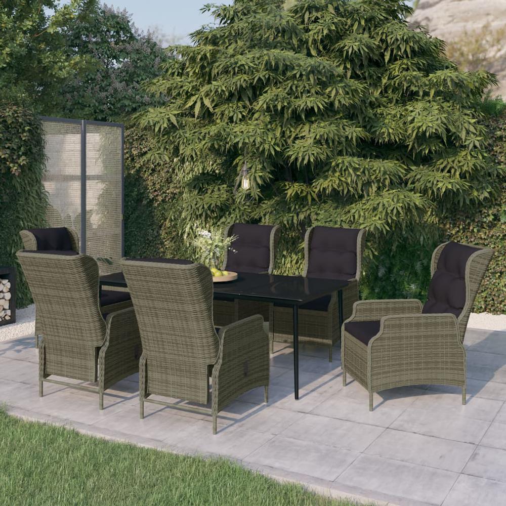 7 Piece Patio Dining Set Brown. Picture 8