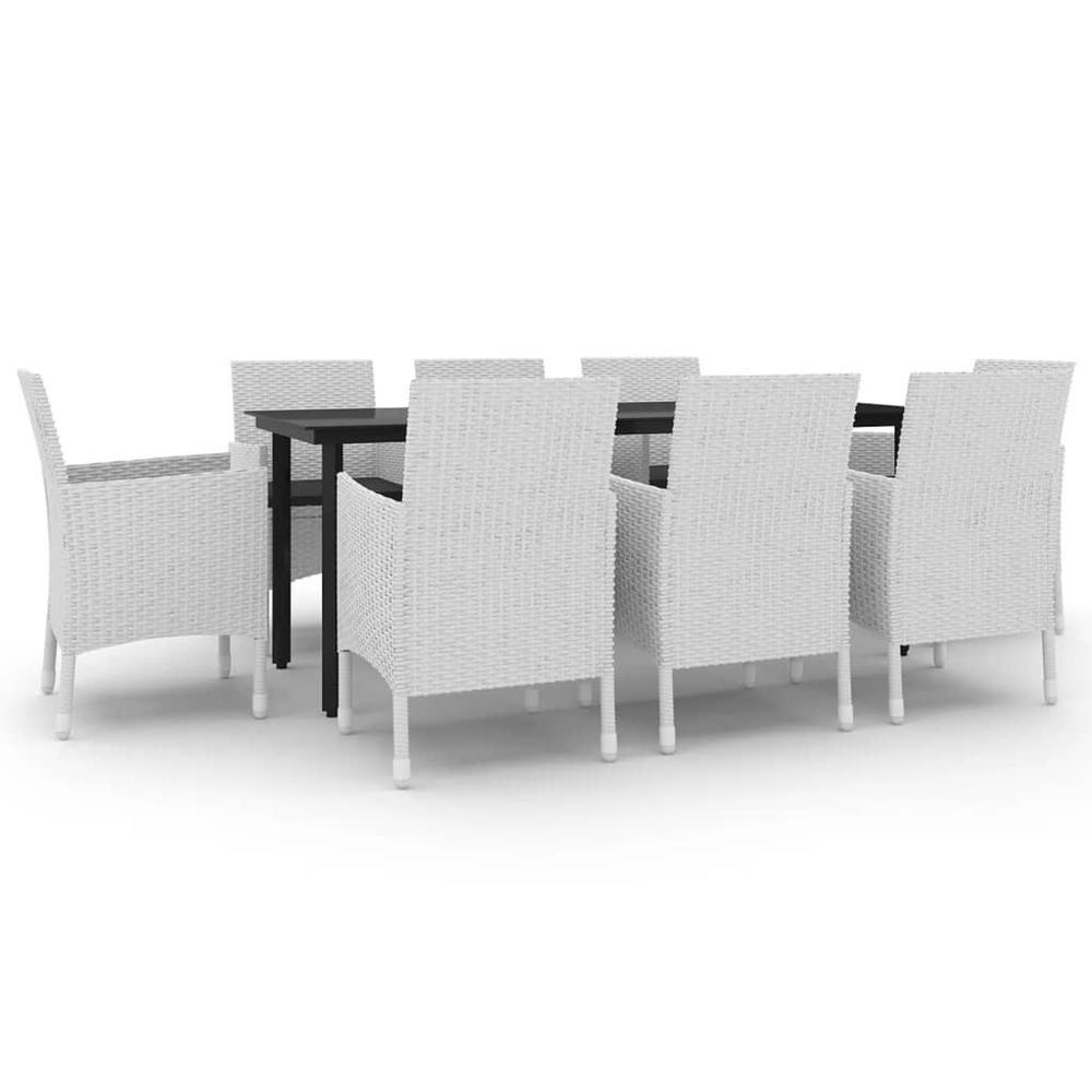 9 Piece Patio Dining Set with Cushions Poly Rattan and Glass. Picture 1