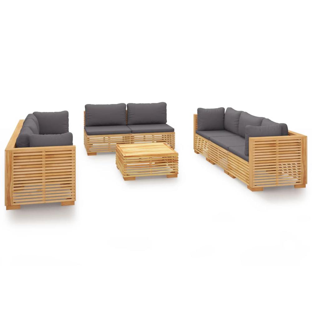 9 Piece Patio Lounge Set with Cushions Solid Wood Teak. Picture 1