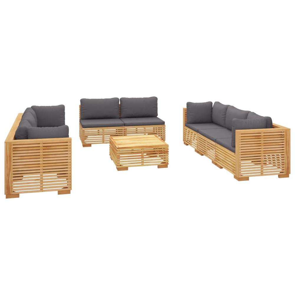9 Piece Patio Lounge Set with Cushions Solid Wood Teak. Picture 2