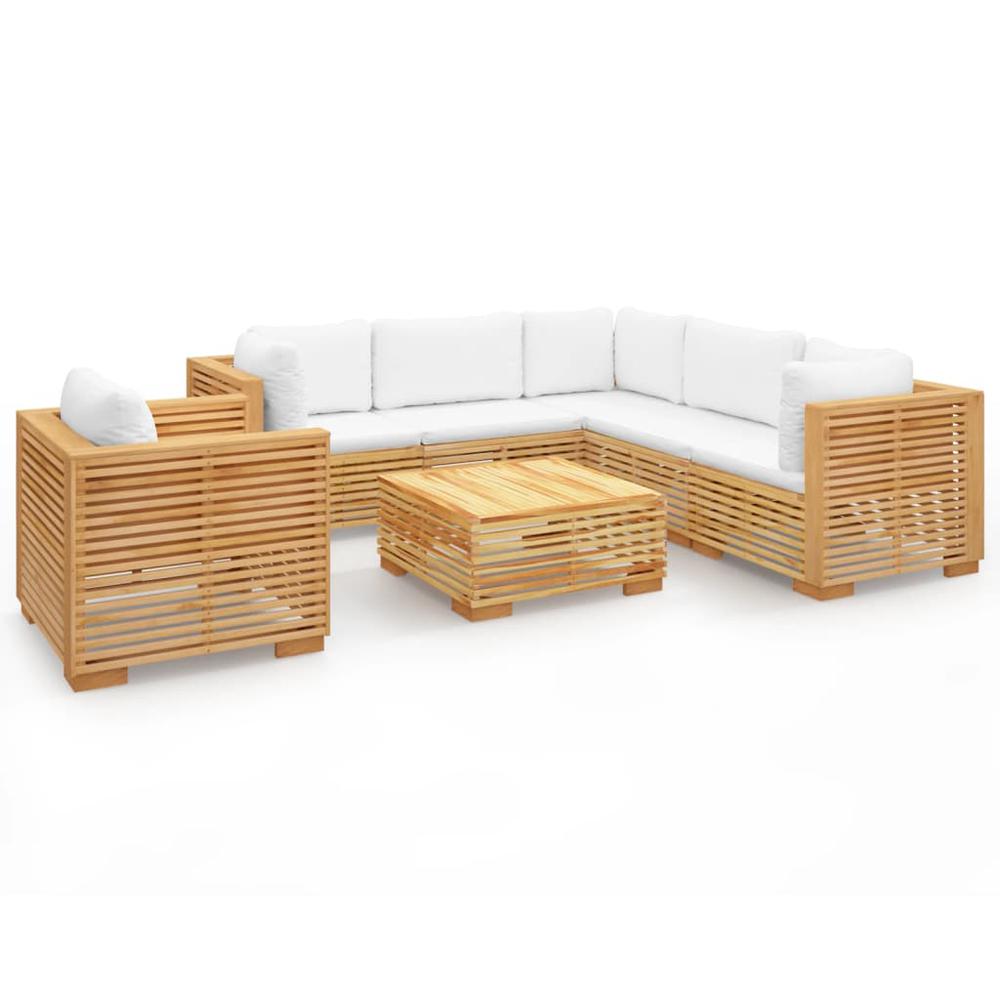 7 Piece Patio Lounge Set with Cushions Solid Wood Teak. Picture 1