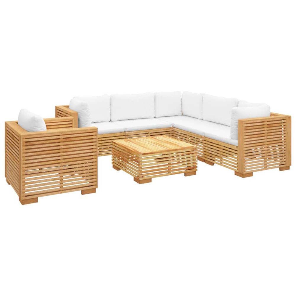 7 Piece Patio Lounge Set with Cushions Solid Wood Teak. Picture 2