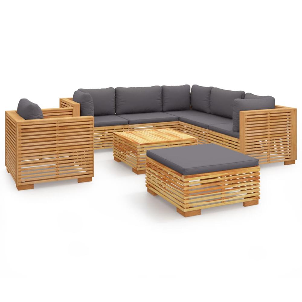 8 Piece Patio Lounge Set with Cushions Solid Wood Teak. Picture 1