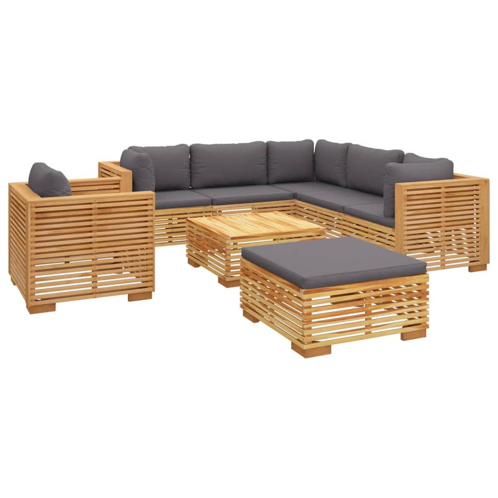 8 Piece Patio Lounge Set with Cushions Solid Wood Teak. Picture 2