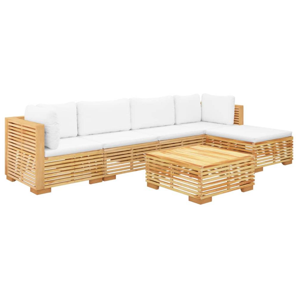 6 Piece Patio Lounge Set with Cushions Solid Wood Teak. Picture 2