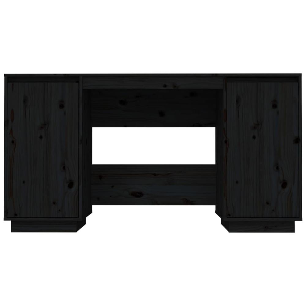 Desk Black 55.1"x19.7"x29.5" Solid Wood Pine. Picture 4