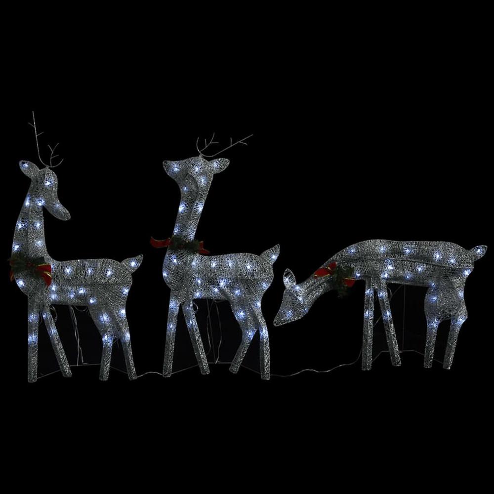 vidaXL Christmas Reindeer Family 106.3"x2.8"x35.4" Silver Cold White Mesh. Picture 8