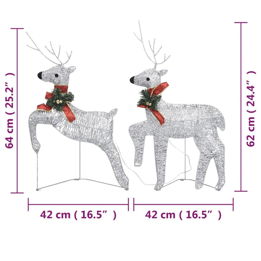vidaXL Christmas Reindeers 2 pcs Silver 40 LEDs. Picture 7