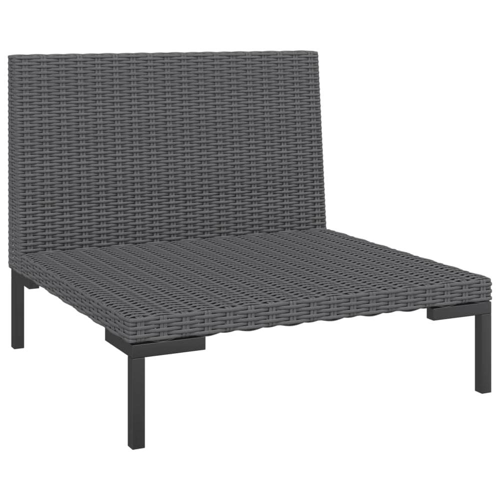 vidaXL 7 Piece Patio Lounge Set with Cushions Poly Rattan Dark Gray, 3099832. Picture 5
