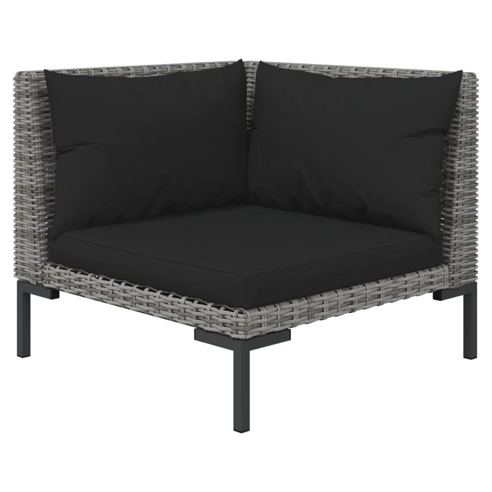 vidaXL 7 Piece Patio Lounge Set with Cushions Poly Rattan Dark Gray, 3099832. Picture 7