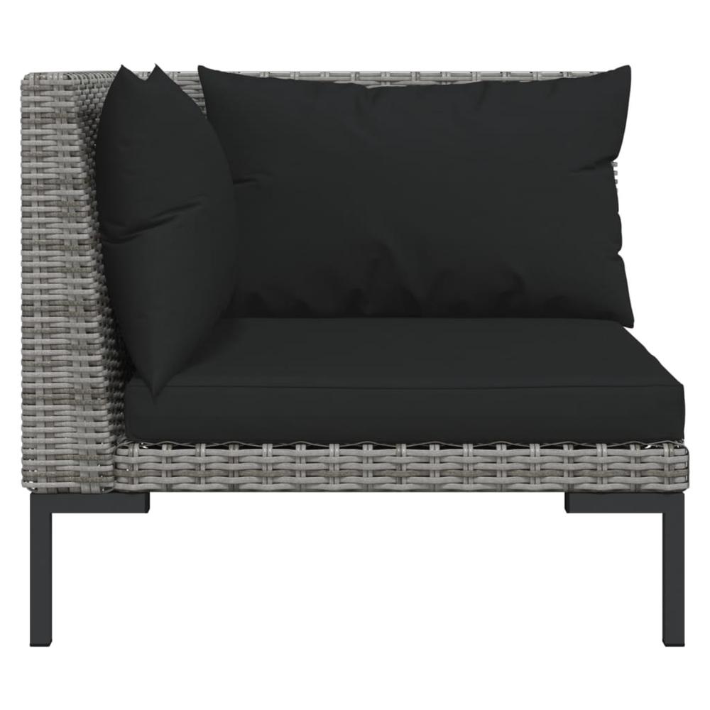vidaXL 9 Piece Patio Lounge Set with Cushions Round Rattan Dark Gray. Picture 6