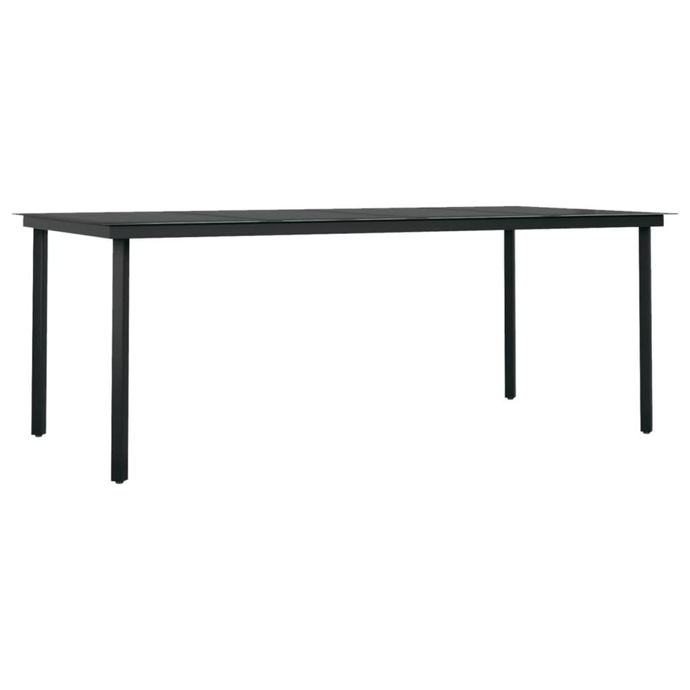 Patio Dining Table Black 78.7"x39.4"x29.1" Steel and Glass. Picture 1