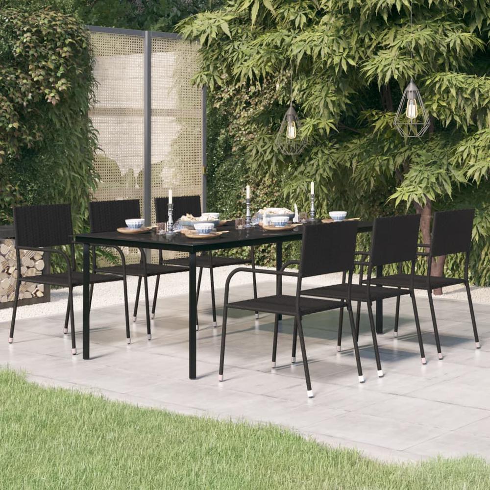 Patio Dining Table Black 78.7"x39.4"x29.1" Steel and Glass. Picture 6