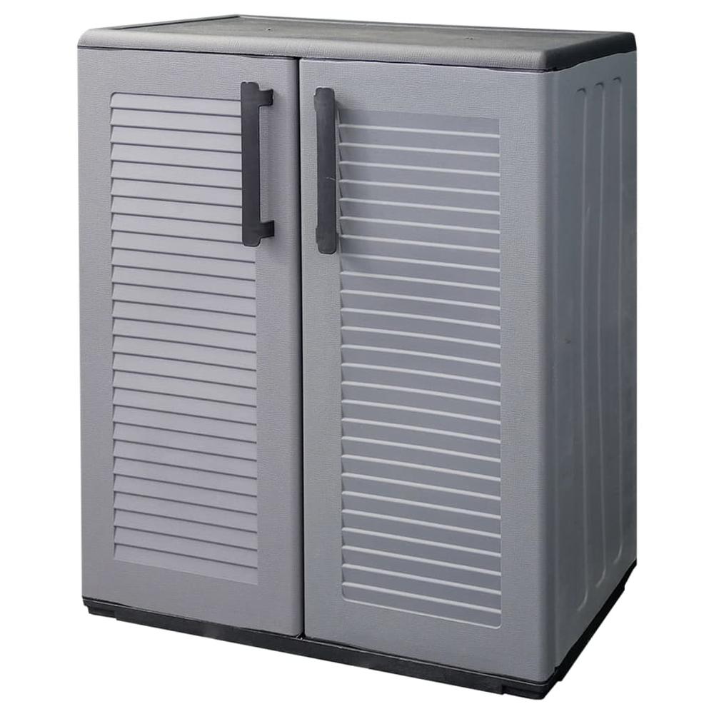 Garden Storage Cabinet Gray and Black 26.8"x14.6"x33.1" PP. Picture 1