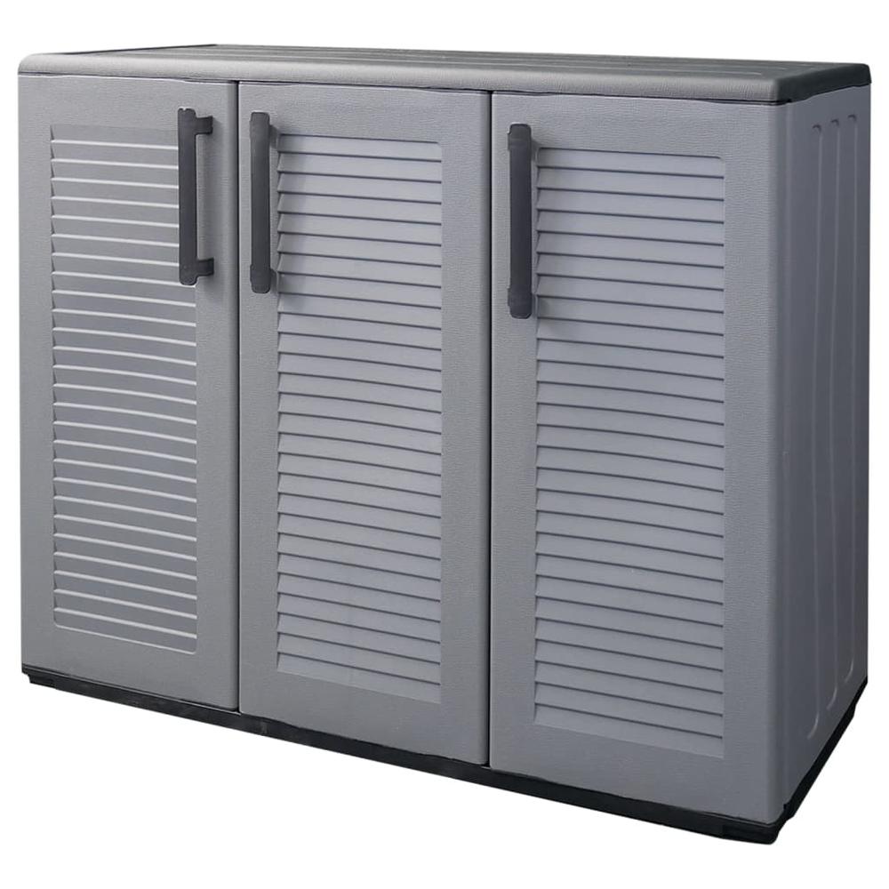 Garden Storage Cabinet Gray and Black 40.2"x14.6"x33.1" PP. Picture 1