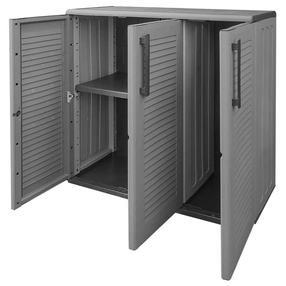 Garden Storage Cabinet Gray and Black 40.2"x14.6"x33.1" PP. Picture 6