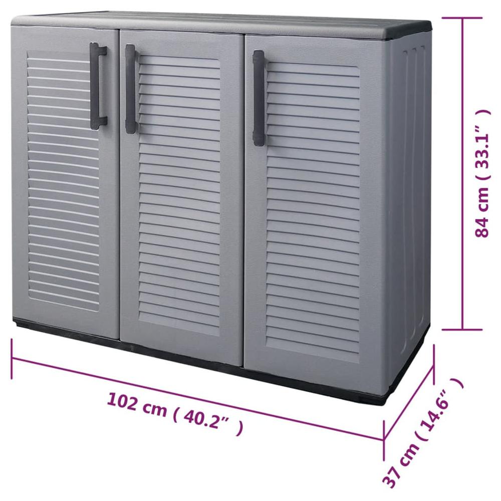 Garden Storage Cabinet Gray and Black 40.2"x14.6"x33.1" PP. Picture 8