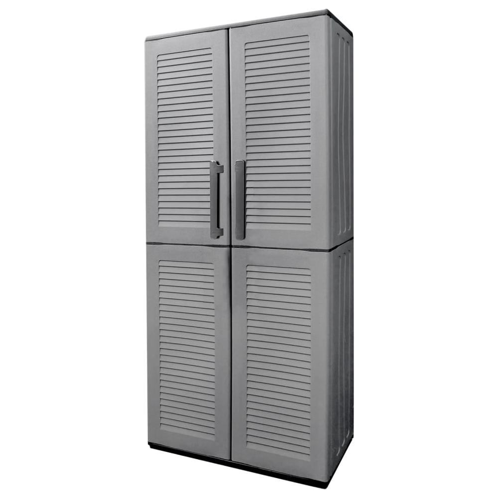 Garden Storage Cabinet Gray and Black 26.8"x14.6"x64.2" PP. Picture 1