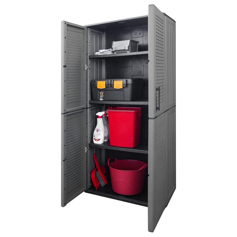Garden Storage Cabinet Gray and Black 26.8"x14.6"x64.2" PP. Picture 2