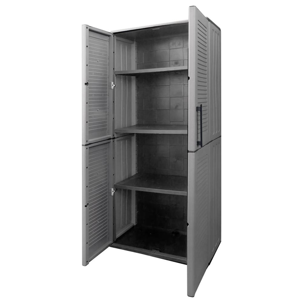 Garden Storage Cabinet Gray and Black 26.8"x14.6"x64.2" PP. Picture 6