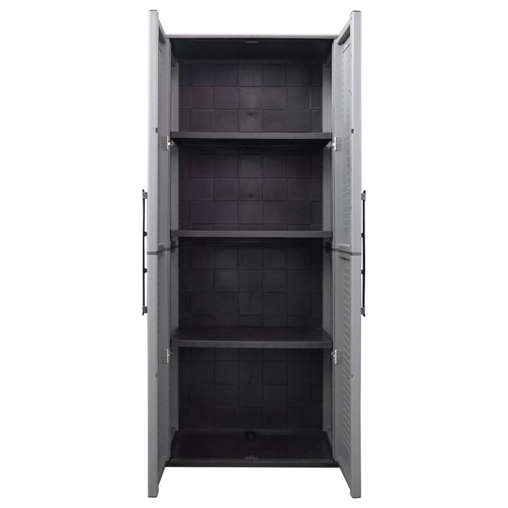Garden Storage Cabinet Gray and Black 26.8"x14.6"x64.2" PP. Picture 7