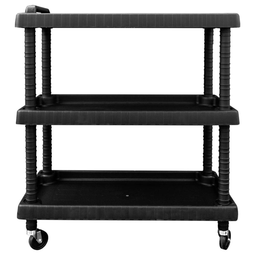 3-Tier Workshop Tool Trolley Black 29.5"x14.8"x36.2" PP. Picture 2