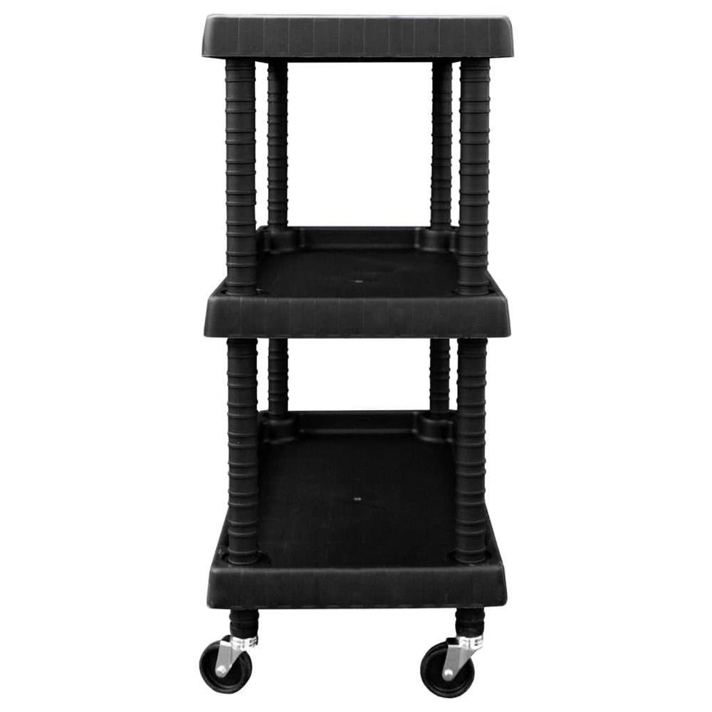 3-Tier Workshop Tool Trolley Black 29.5"x14.8"x36.2" PP. Picture 3