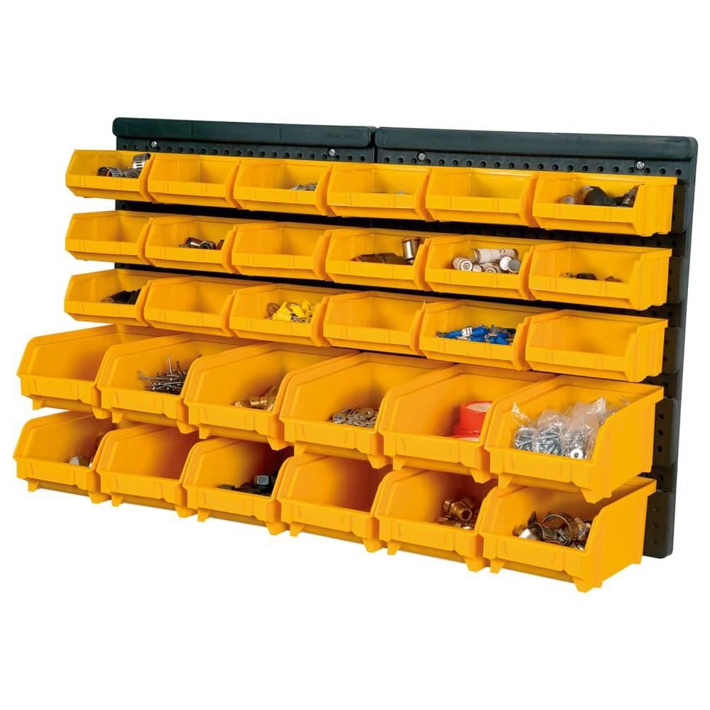 32 Piece Storage Bin Kit with Wall Panels Yellow and Black. Picture 1