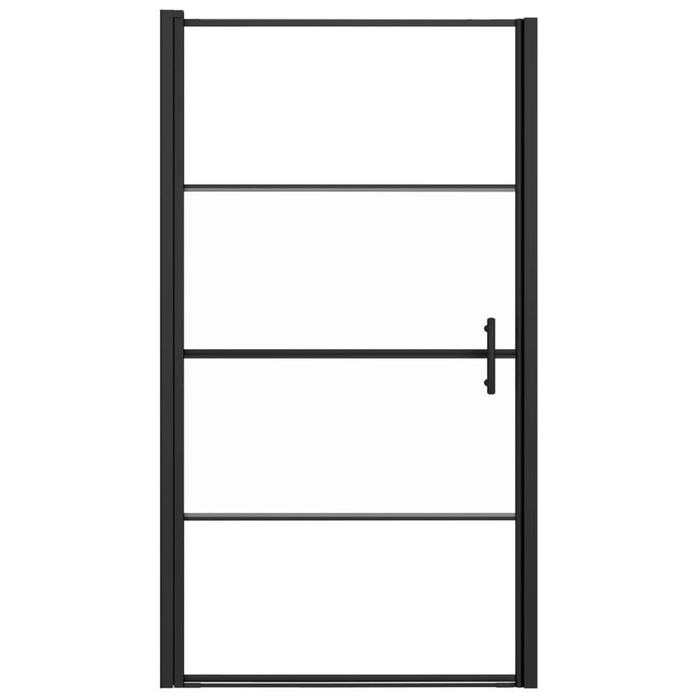 Shower Door 39.4"x70.1" Half Frosted Tempered Glass Black. Picture 2
