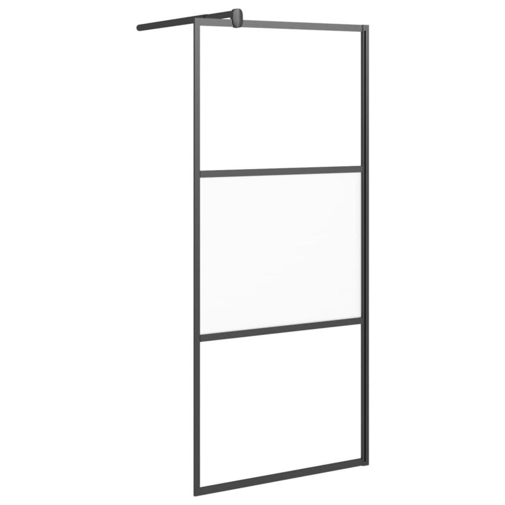 Walk-in Shower Wall 31.5"x76.8" Half Frosted ESG Glass Black. Picture 1