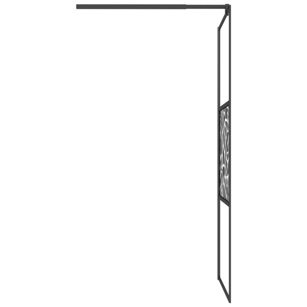 Walk-in Shower Wall 35.4"x76.8" ESG Glass with Stone Design Black. Picture 4