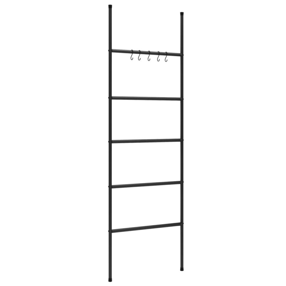 Towel Rack Ladder with 5 Tiers Black 22.8"x68.9" Iron. Picture 1