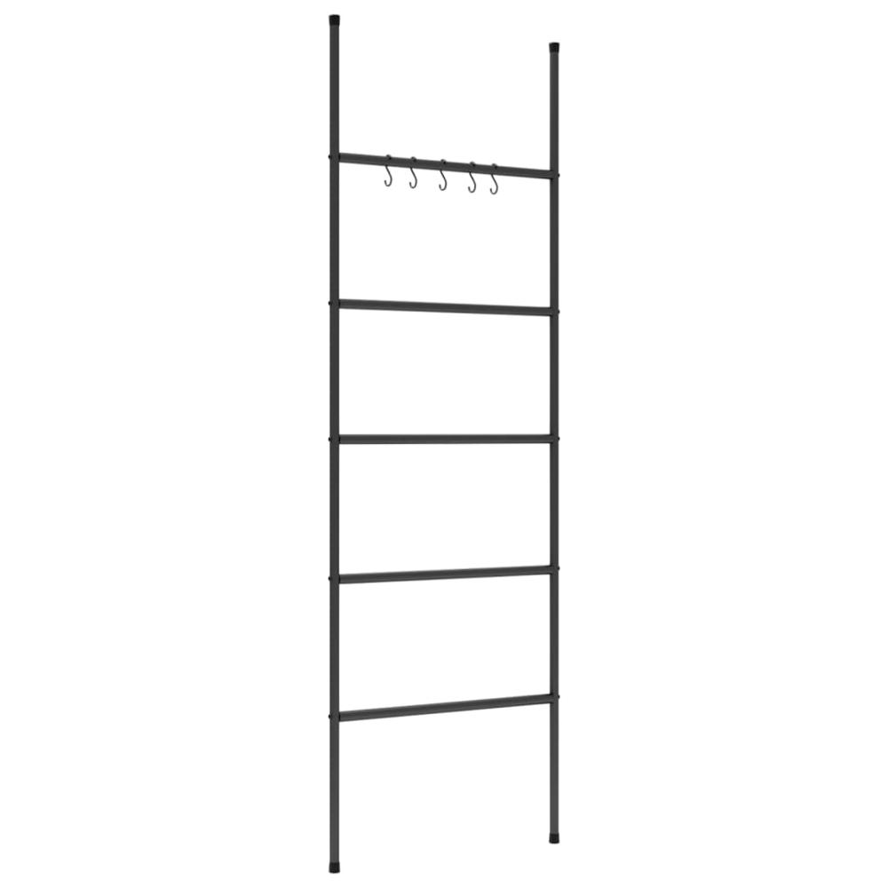 Towel Rack Ladder with 5 Tiers Black 22.8"x68.9" Iron. Picture 3