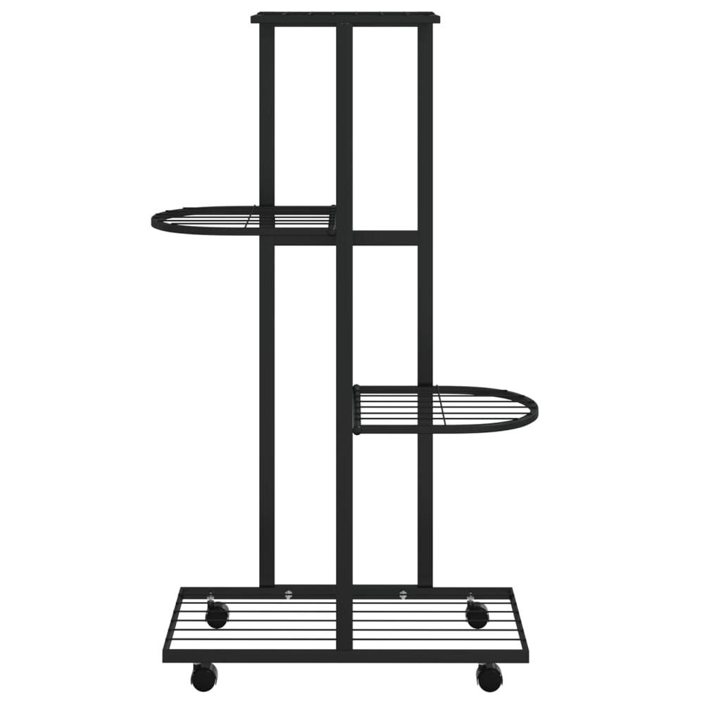 4-Floor Flower Stand with Wheels 17.3"x9.1"x31.5" Black Iron. Picture 2