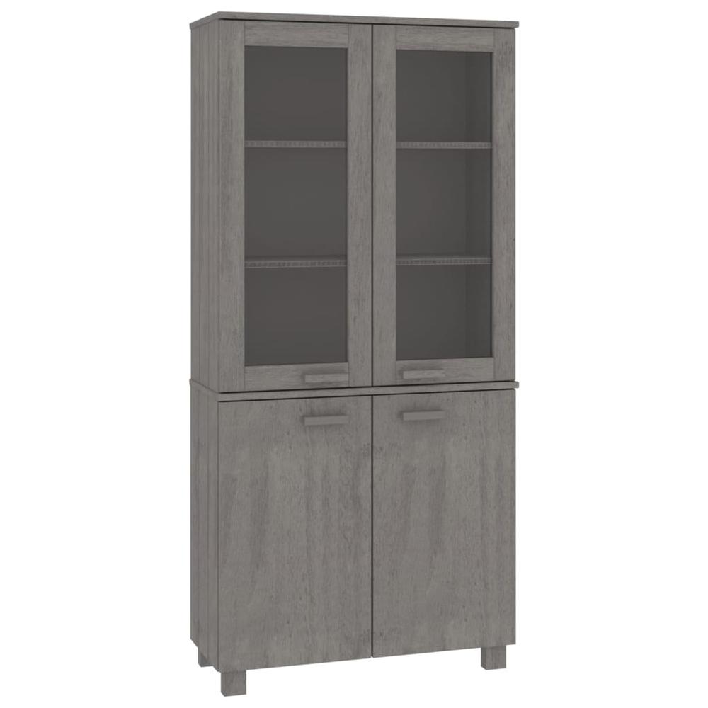 Highboard HAMAR Solid Wood Pine Light Gray. Picture 1